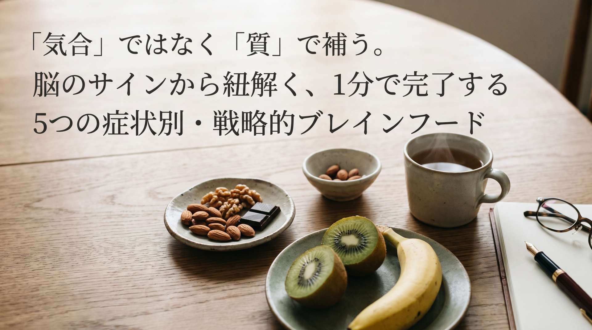 「気合」ではなく「質」で補う。脳のサインから紐解く、1分で完了する5つの症状別・戦略的ブレインフード
